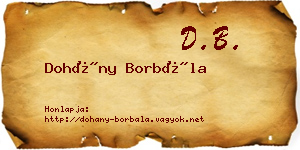 Dohány Borbála névjegykártya